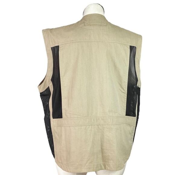 Duluth Trading Vest Mens XL Tan Utility Tradesman Full Zip Nylon Vented Pockets - Picture 4 of 6
